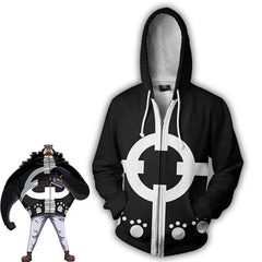 Halloweez Anime Bartholemew Kuma Cosplay Sweatshirt for Men & Women - Zipper Hooded Pullover for Halloween & Carnival - Halloweez