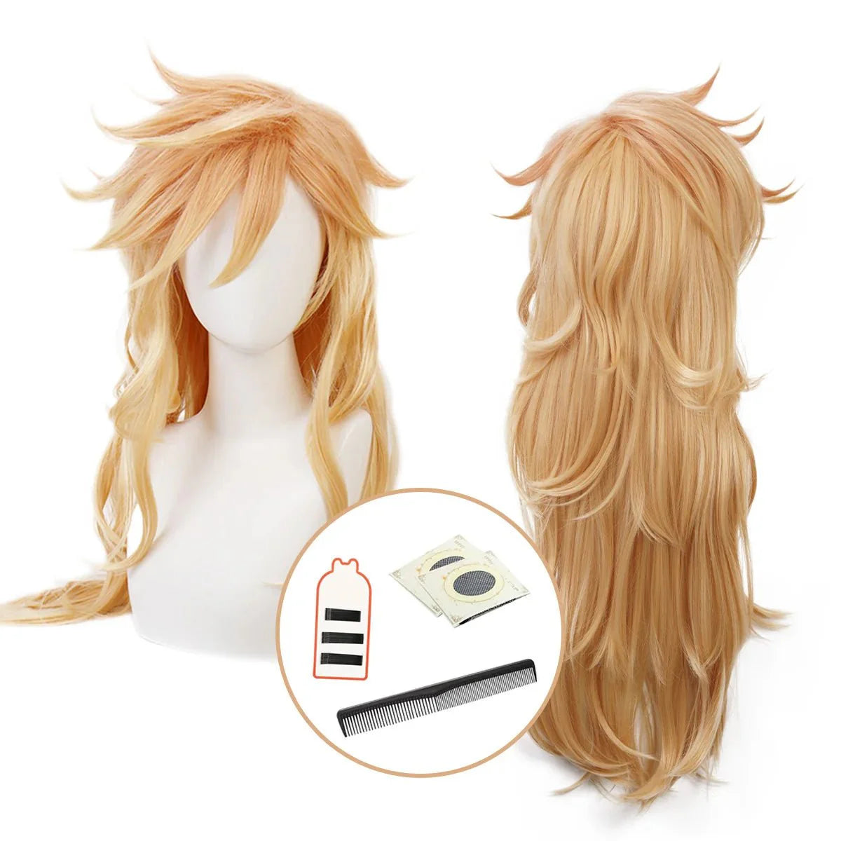 Halloweez Anime Douma Cosplay Wig - Rose Net Synthetic Fiber with Adjustable Size and Heat Resistant Cap - Halloweez
