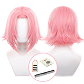Halloweez Anime Haruno Sakura Cosplay Wig - Rose Net Synthetic Fiber with Adjustable Size for Christmas - Halloweez