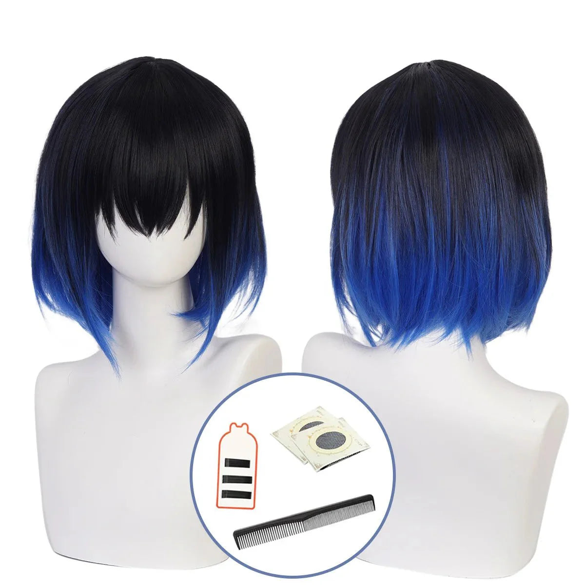 Halloweez Anime Hashibira Inosuke Cosplay Wig - Synthetic Fiber, Adjustable, Heat Resistant - Halloweez