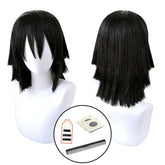 Halloweez Iguro Obanai Cosplay Wig - High-Quality Synthetic Fiber with Adjustable Cap for Anime Events - Halloweez