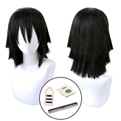 Halloweez Iguro Obanai Cosplay Wig - High-Quality Synthetic Fiber with Adjustable Cap for Anime Events - Halloweez