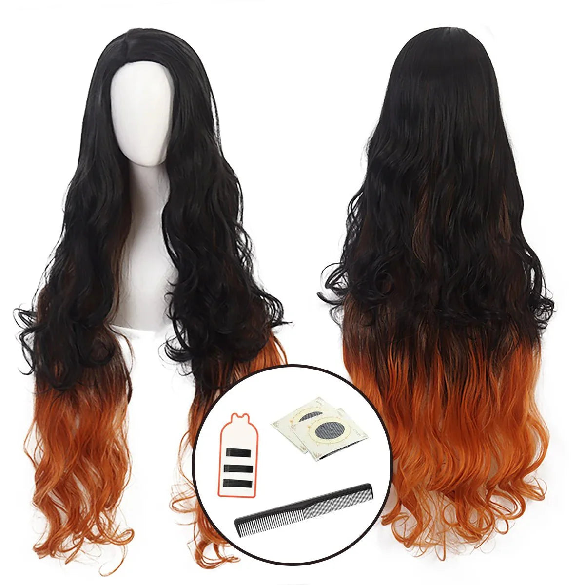 Halloweez Nezuko Kamado Cosplay Wig - Heat Resistant Synthetic Fiber with Adjustable Cap for Halloween and Anime Events - Halloweez