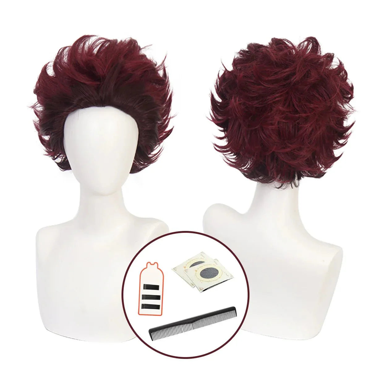 Halloweez Kamado Tanjiro Cosplay Wig - Premium Synthetic Fiber with Adjustable Cap for Anime Fans - Halloweez