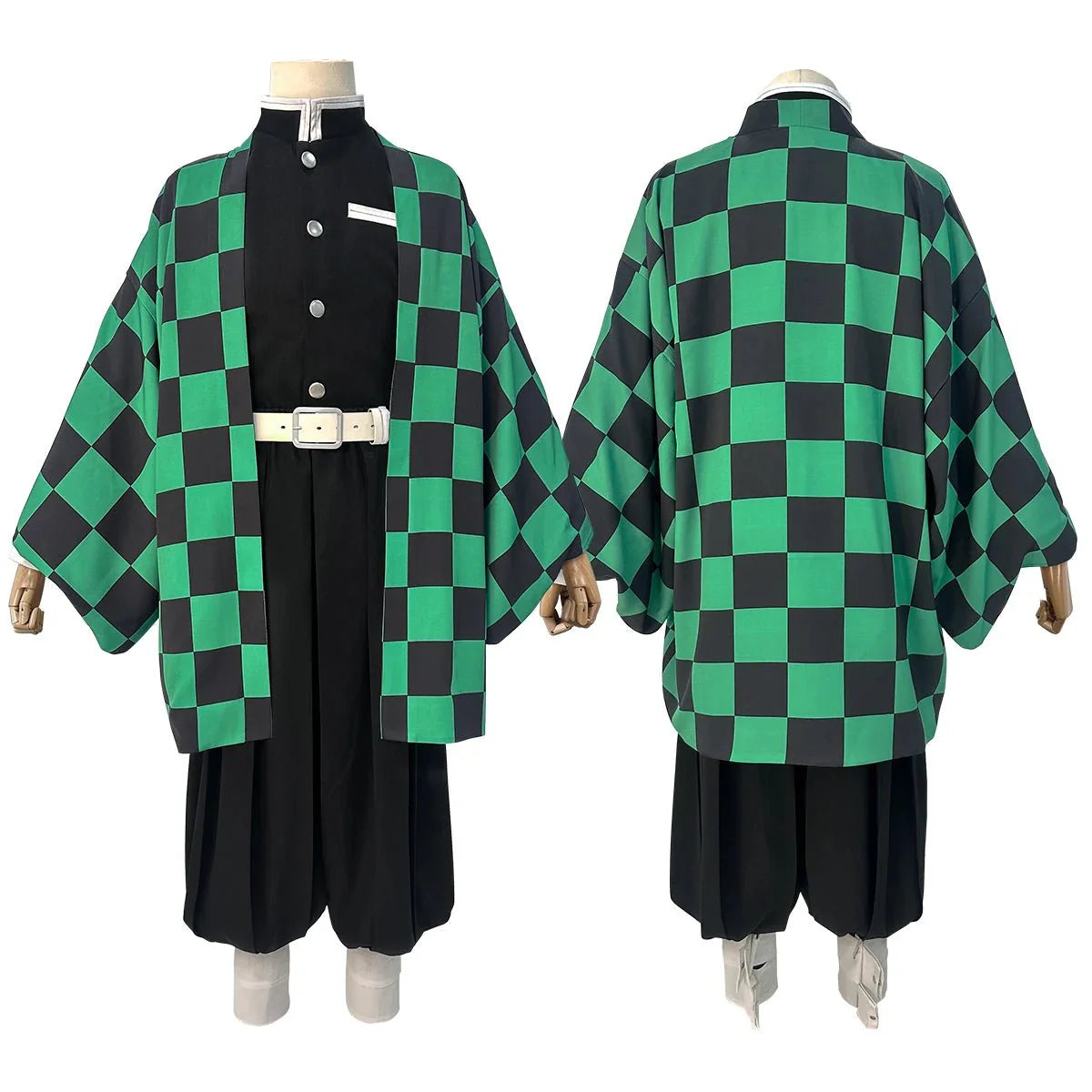 Halloweez Exclusive: Kamado Tanjirou Cosplay Outfit with Embroidered Haori and Matching Accessories - Halloweez