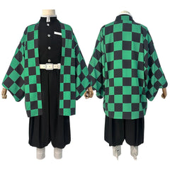 Halloweez Exclusive: Kamado Tanjirou Cosplay Outfit with Embroidered Haori and Matching Accessories - Halloweez
