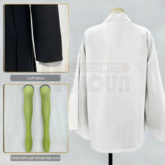 Halloweez Kanroji Mitsuri Cosplay Costume with Braided Wig, Embroidered Top, Skirt, Haori, Belt and Stockings - Halloweez