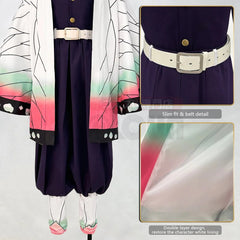 Halloweez Shinobu Cosplay Wig with Purple Embroidery, Top, Pants, Haori, and Belt - Perfect for Halloween & Christmas - Halloweez