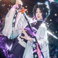 Halloweez Shinobu Cosplay Wig with Purple Embroidery, Top, Pants, Haori, and Belt - Perfect for Halloween & Christmas - Halloweez