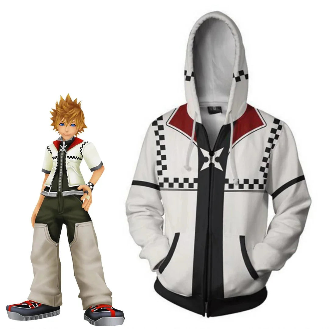 Halloweez Roxas Cosplay Outfit - 3D Printed Zipper Sweatshirt for Men & Women - Halloweez