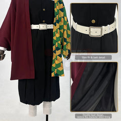 Anime Tomioka Giyuu Cosplay Costume - Halloweez Haori, Embroidery Top, Elastic Pants, Belt & Rose Net for Halloween & Christmas - Halloweez