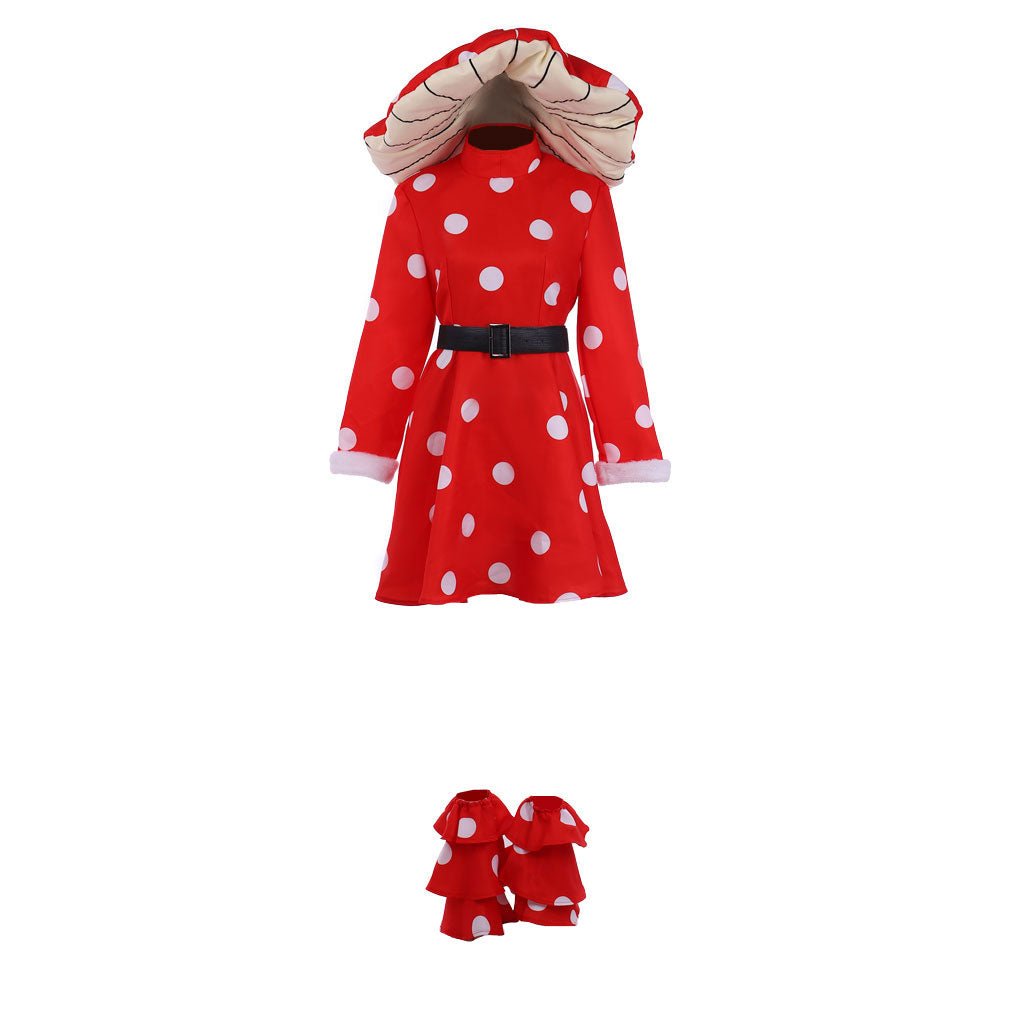 Halloweez Anime Uniform Cosplay Costume - Komori Kinoko Red Polka Dot Dress - Halloweez