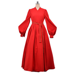 Halloweez The Princess Bride Buttercup Red V-Neck Long Sleeve Dress - Adult Cosplay Wedding Gown - Halloweez