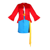 One Piece Two Years Later Straw Hat Luffy Cosplay Costume Gender-Bending Dress with Straw Sandals - Halloweez