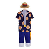 Anime One Piece Luffy Cosplay Costume Sunflower Shirt Halloween Outfit - Halloweez
