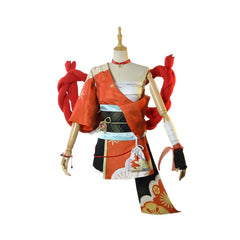 Halloweez Yoimiya Cosplay Kimono Dress with Wig | Authentic Genshin Impact Costume - Halloweez