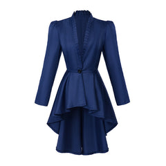 Elegant Halloweez Vintage Gothic High-Low Cocktail Dress – Women's Medieval Cosplay Long Sleeve Bodycon Costume - Halloweez