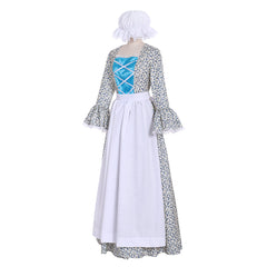 Halloweez Victorian Pioneer Pilgrim Wench Rural Floral Prairie Dress Women Countryside Colonial Dress Lolita Dress - Halloweez
