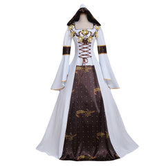 Elegant Gothic Victorian Renaissance Wedding Dress with Hooded Flora Laceup Design - Halloweez