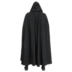 Men's Halloweez Skoll Jedi Cosplay Elite Knight Armor Set - Black Battle Uniform with Hooded Cloak - Halloweez