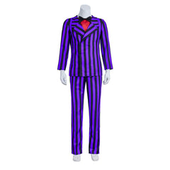 Official Gomez Addams Purple Striped Suit Costume for Halloween & Cosplay - Halloweez