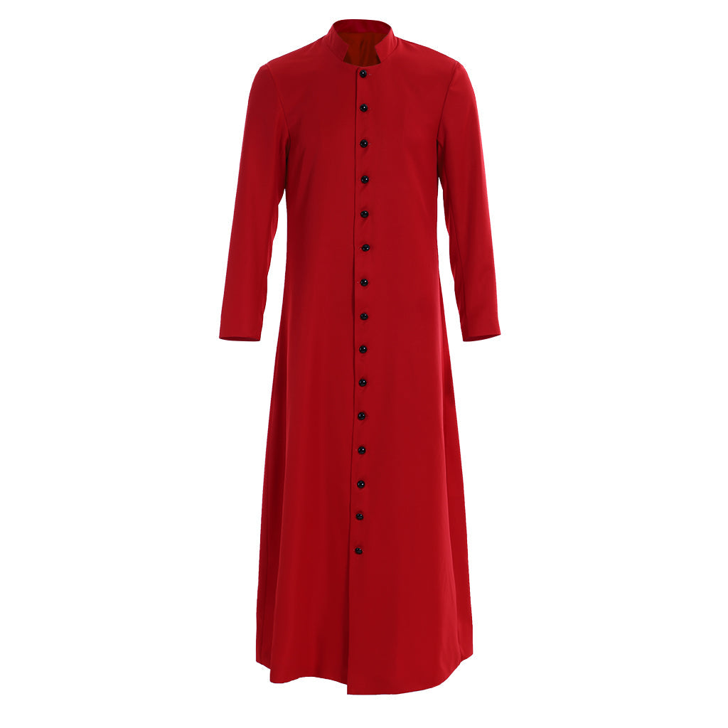 Men's Halloweez Clergy Robes - Red Church Priest Cassock Robe with Standing Collar - Halloweez