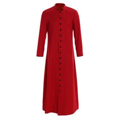 Men's Halloweez Clergy Robes - Red Church Priest Cassock Robe with Standing Collar - Halloweez