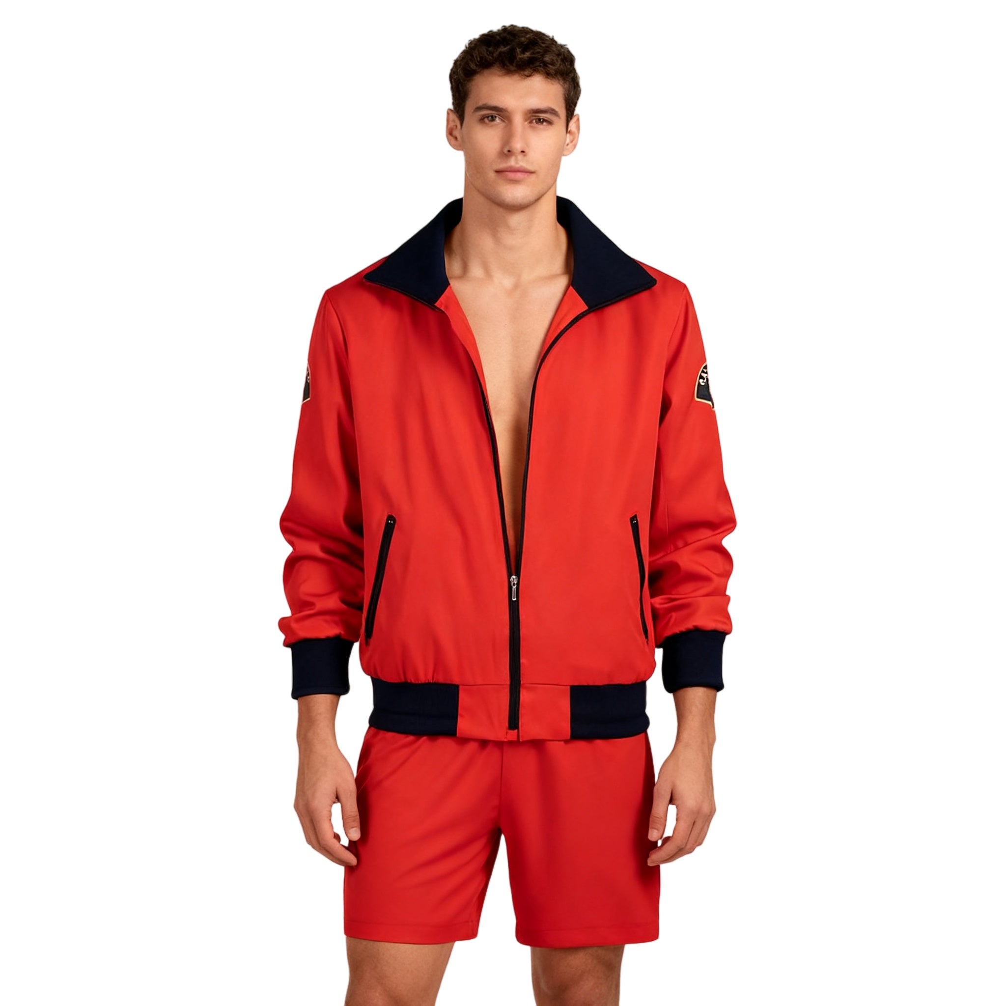 Baywatch-Inspired Men's Red Swim Shorts Set for Summer - Halloweez