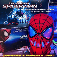 Spider Hero Mask, Electric Movable Eyes, Touch LED Light, Ring Remote Control