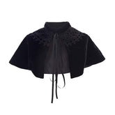 Velvet Gold Cape Victorian Short Tie Cape Halloween Costume - Halloweez
