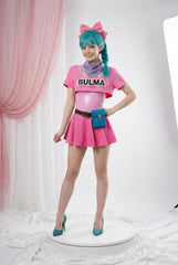Dragon Ball Bulma Cosplay Costume Energetic Sweet Two-Wear PU Leather Dress - Halloweez