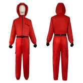 Couple Wearable Hat Jumpsuit Red Workwear Cosplay Costume Performance Outfit Ready Stock Set - Halloweez