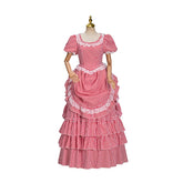 Victorian Red Striped Dress Cosplay Costume – Elegant & Detailed Anime Outfit - Halloweez