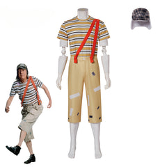 Halloweez El Chavo Del Ocho Costume Men Stripe T-Shirt Pants Set with Hat for Adult Halloween Outfits - Halloweez