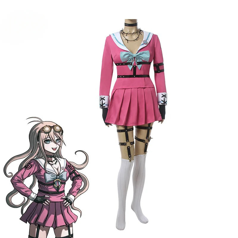 Halloweez Danganronpa Miu Iruma Cosplay Costume Women Pink School Uniform Halloween Set - Halloweez