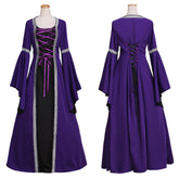 Elegant Halloweez Purple Gothic Medieval Victorian Dress with Trumpet Sleeves for Ball Gown and Cosplay - Halloweez