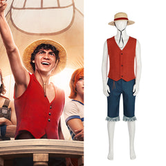 One Piece Luffy Cosplay Costume - Real Movie Version for Halloween & Stage Performance - Halloweez