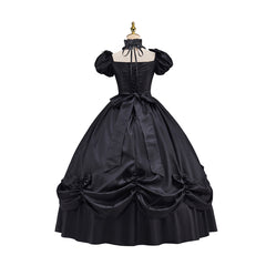 Victoria Black Dress with Bow Skirt Cosplay Costume - Halloweez