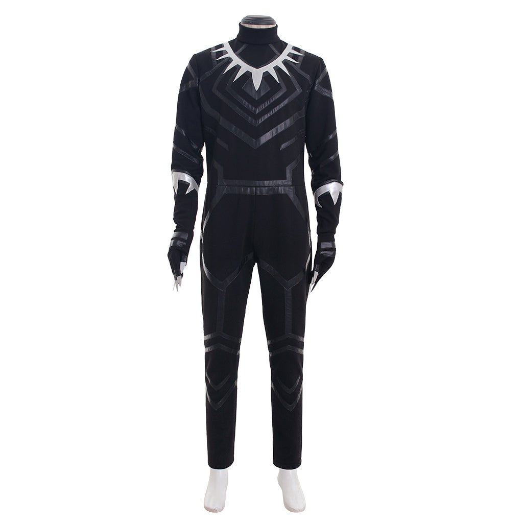 Halloweez Black Panther Cosplay Suit with Jumpsuit, Boots, Gloves, Mask for Men's Superhero Costume - Halloweez