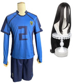 Halloweez Blue Lock Anime Aryu No.2 Cosplay Wig with Soccer Team Uniform - Halloweez