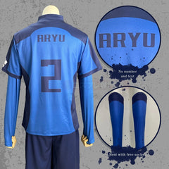 Halloweez Blue Lock Anime Aryu No.2 Cosplay Wig with Soccer Team Uniform - Halloweez