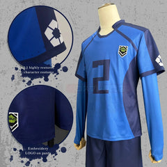 Halloweez Blue Lock Anime Aryu No.2 Cosplay Wig with Soccer Team Uniform - Halloweez