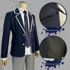 Blue Lock Anime Cosplay Costume - Isagi ICHINAN High School Uniform with Halloweez Wig and DK Logo - Halloweez