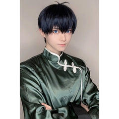 Exclusive Blue Lock Anime Isagi Cosplay Costume - High-Quality Kung Fu Tang Suit with Adjustable Synthetic Fiber Wig - Halloweez