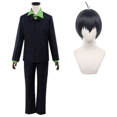 Halloweez Isagi Cosplay Wig - Blue Lock Anime Costume with Green Shirt & Black Suit Pants - Halloweez