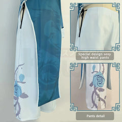 Stylish Blue Lock Kaiser Cosplay Costume with Green Kung Fu Suit and Synthetic Fibers Wig - Halloweez