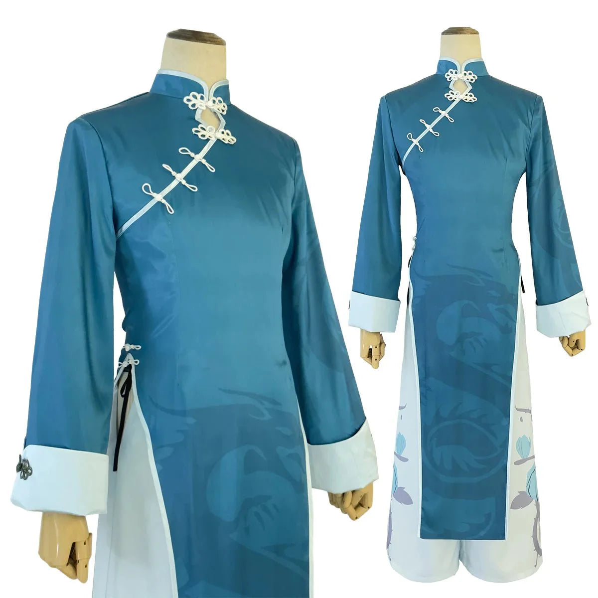 Stylish Blue Lock Kaiser Cosplay Costume with Green Kung Fu Suit and Synthetic Fibers Wig - Halloweez