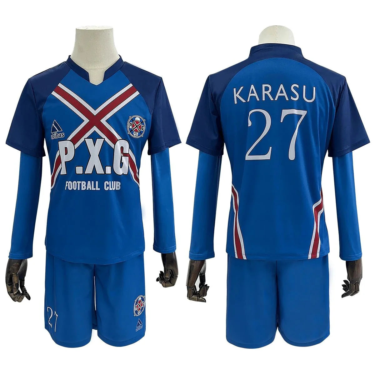 Halloweez Blue Lock Anime Karasu Tabito Cosplay Costume P.X.G Jersey NO.27 with Embroidery Football Uniform Tops Shorts T-shirt Socks - Halloweez