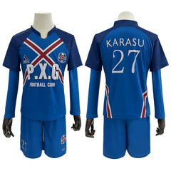 Halloweez Blue Lock Anime Karasu Tabito Cosplay Costume P.X.G Jersey NO.27 with Embroidery Football Uniform Tops Shorts T-shirt Socks - Halloweez