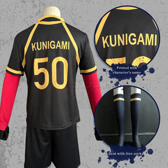Blue Lock Anime Kunigami Rensuke Cosplay Costume Wig with Embroidery Football Uniform by Halloweez - Halloweez